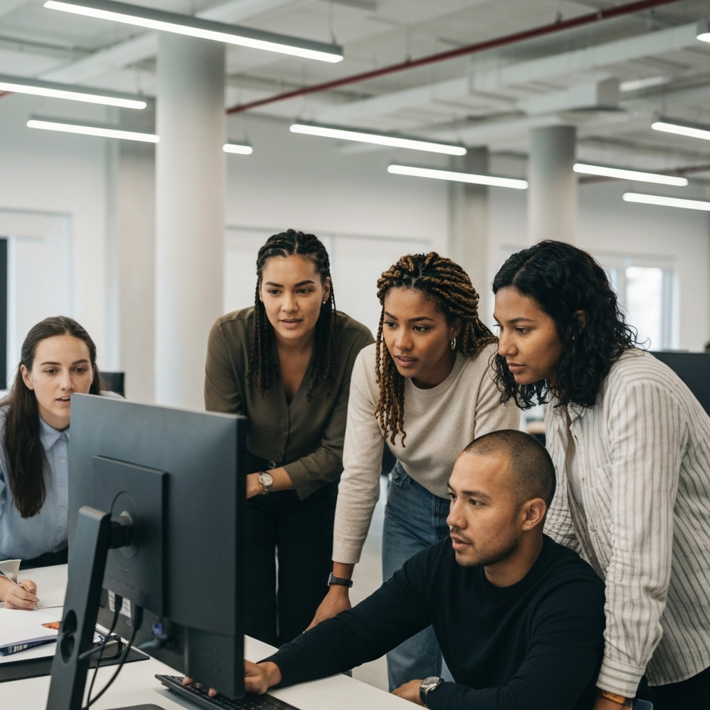 Team reviewing security dashboard